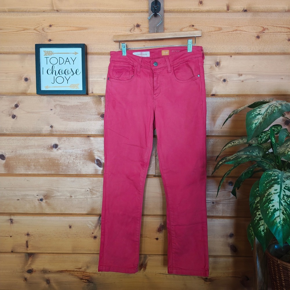 Anthropologie Pilcro & The Letterpress Red Stet Fit Denim Ankle Jean Sz 28 x 27"